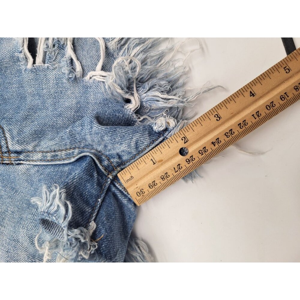 WE THE FREE Women's SZ 26 Cut off Distressed Button Fly Mini Shorts Summer - Picture 7 of 9